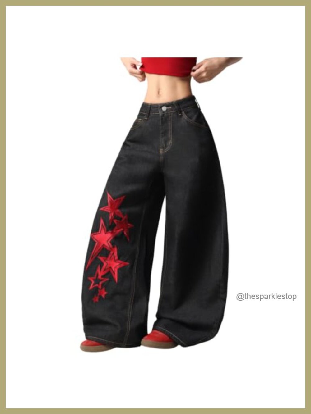 Wide Leg Baggy Jeans Embroidered Y2K Streetwear Denim Pants